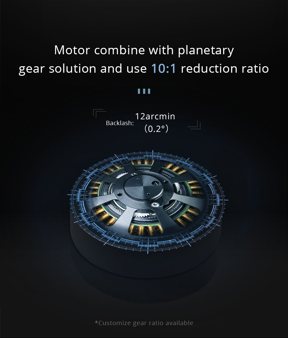 AK70-10,Motor combine with planetary gear solution and use 10:1 reduction ratio