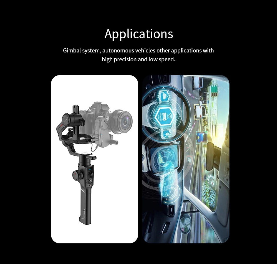 G100 gimbal motor,Applications:gimbal system,autonomous vehicles applications with high precision and low speed.